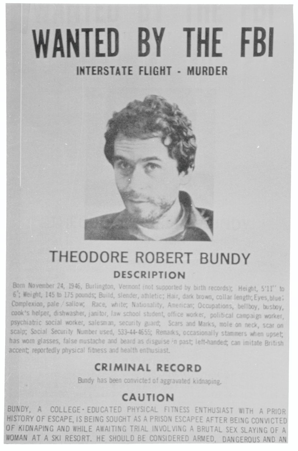 ted bundy wanted sign