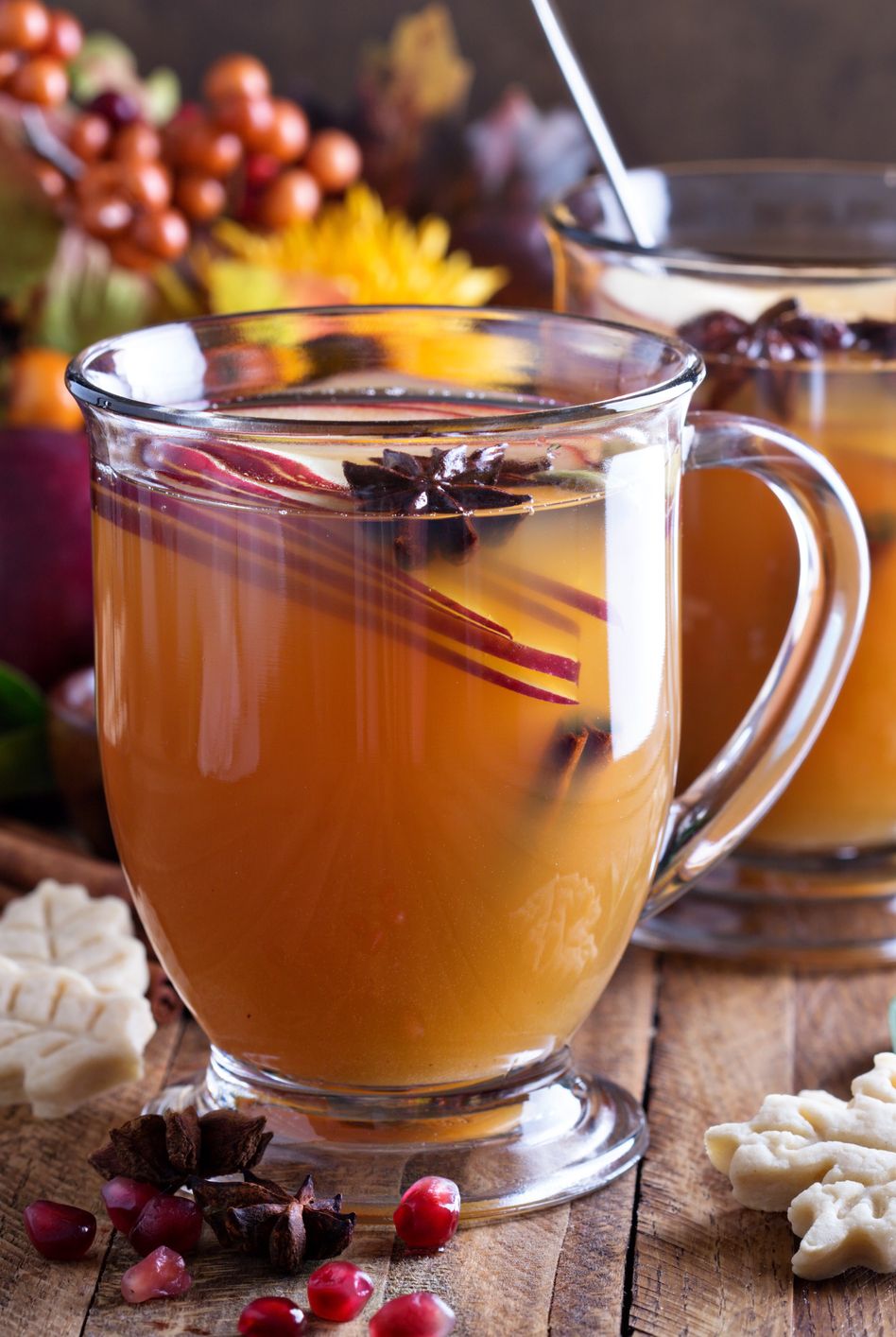 Warm apple cider with spices