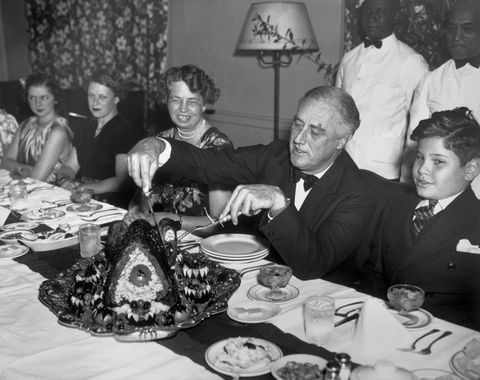 President Roosevelt Carving Thanksgiving Turkey
