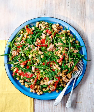 warm tuna green bean chickpea salad