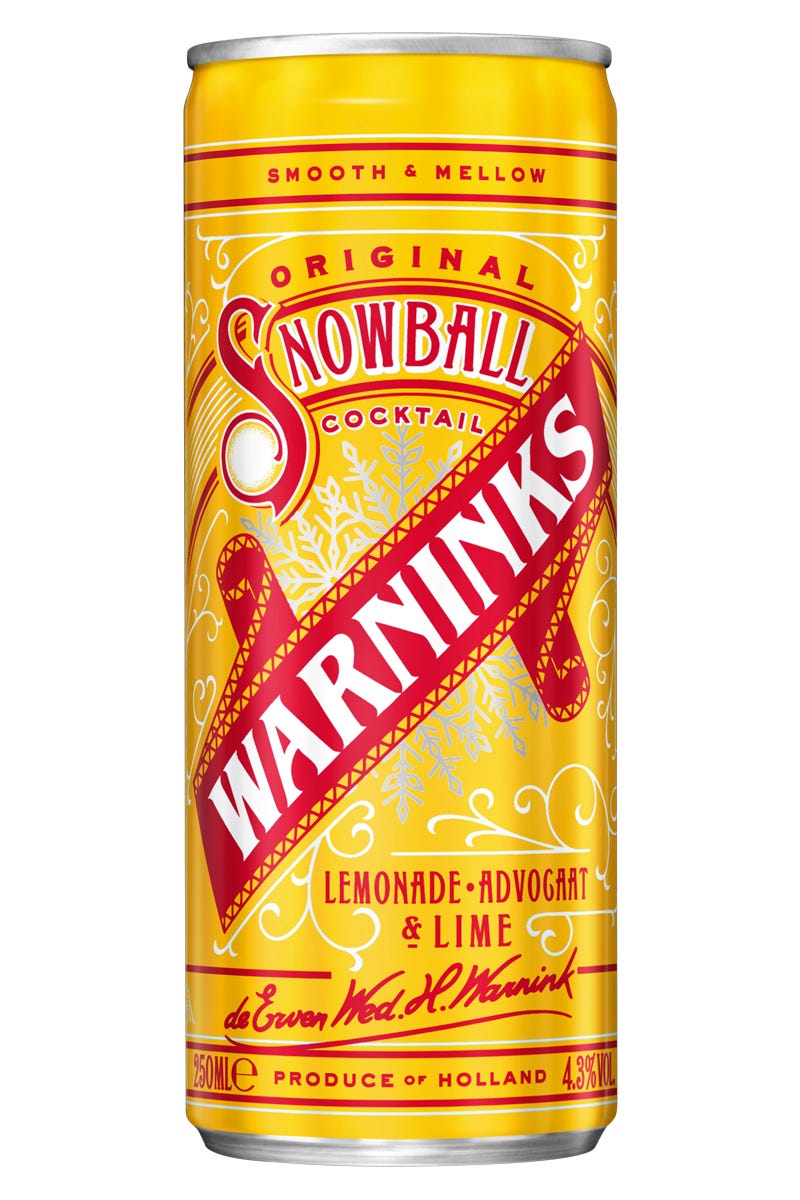 Warninks Snowball cocktail in a can