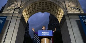 Elizabeth Warren Delivers Campaign Speech in NYC's Washington Square Park