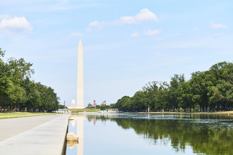 washington monument reflecting in the lincoln memorial reflecting pool