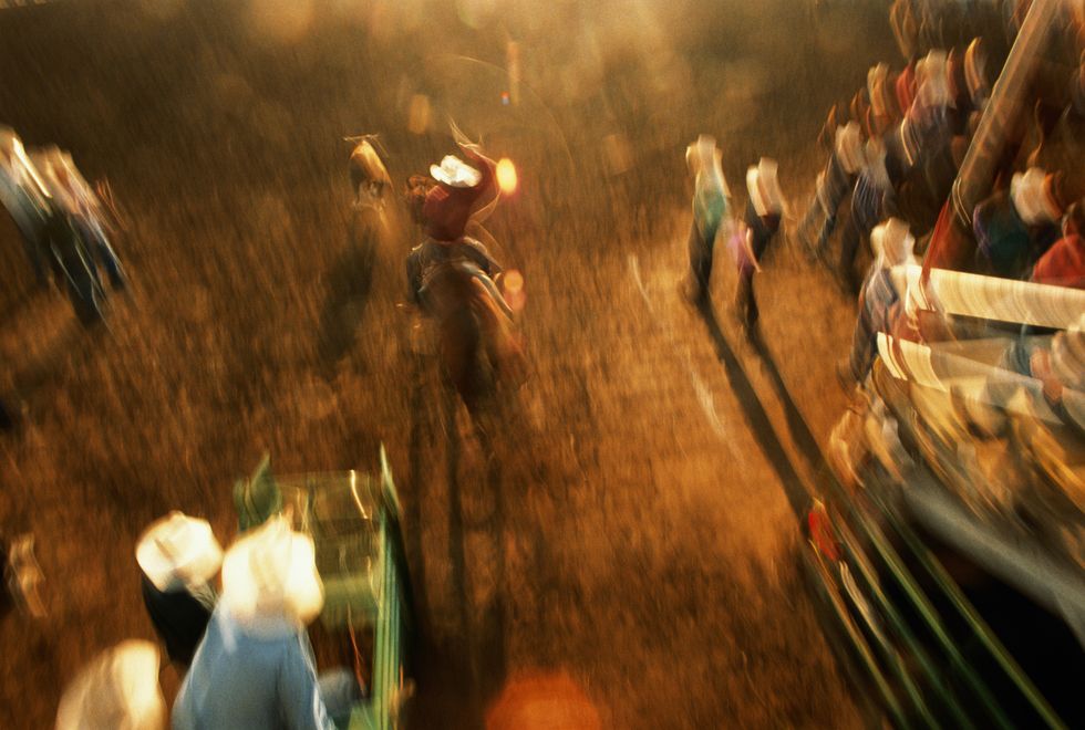 usa, washington, rodeo in progress blurred motion