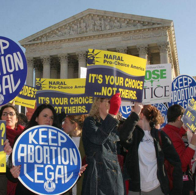 prochoice demonstrators wave signs in f