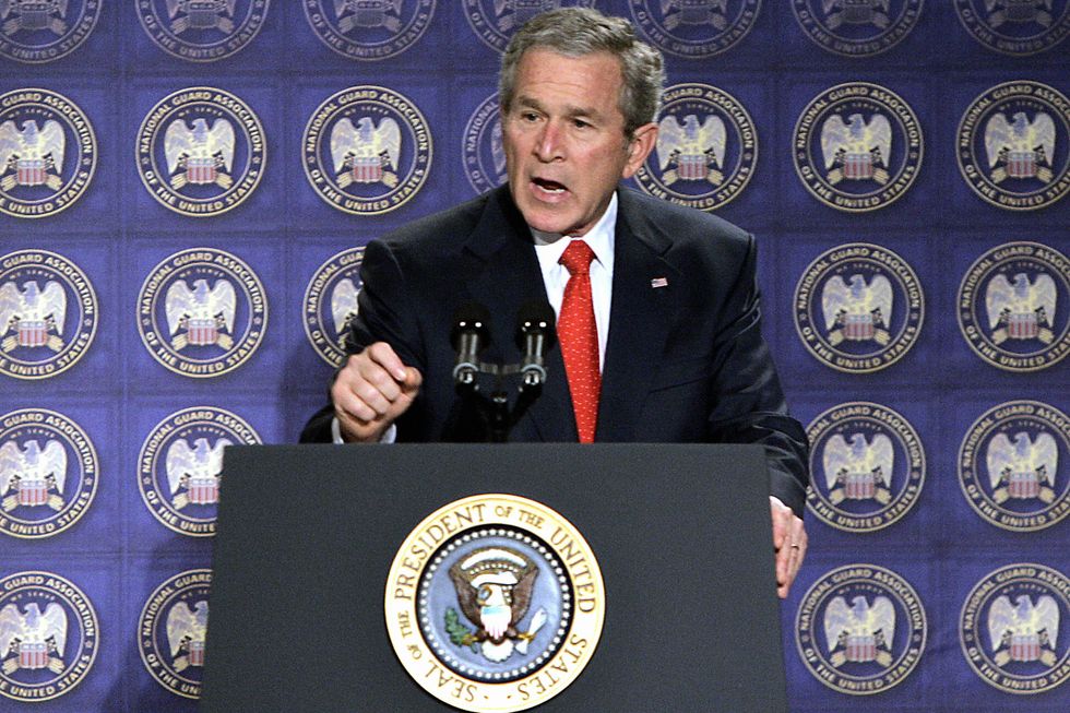 US President George W. Bush speaks about