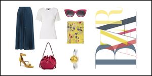 Eyewear, Clothing, Yellow, Fashion, Glasses, Sunglasses, Footwear, Style, 