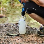 filtering stream water with the sawyer squeeze water filtration system