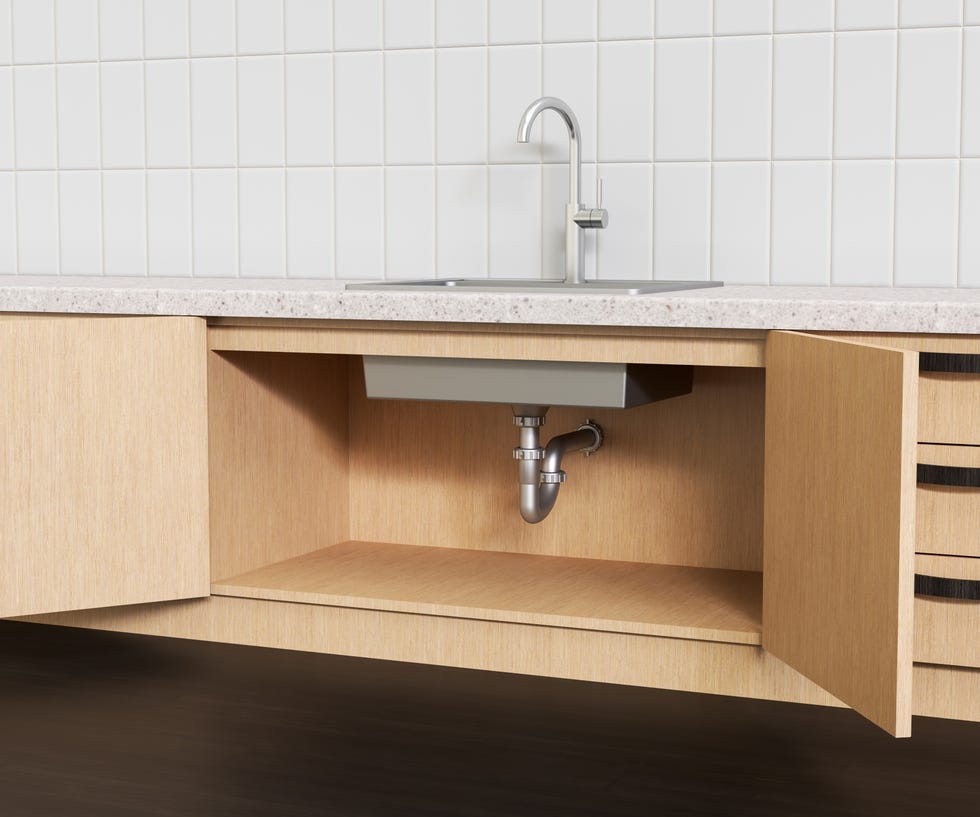 water pipes under sink 3d rendering