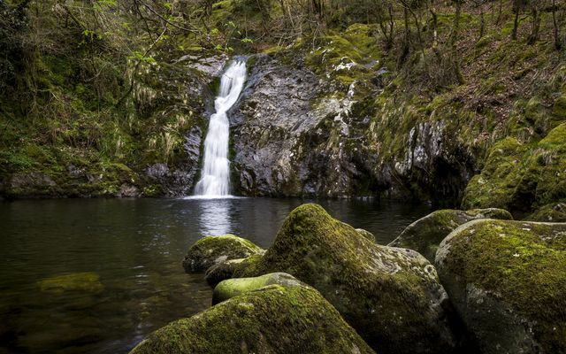 waterfall near tal y bont in the conwy valley, north wales