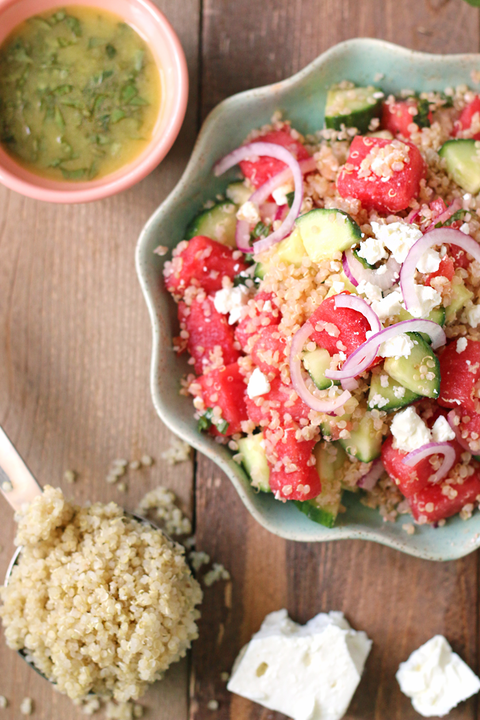 watermelon cucumber quinoa salad