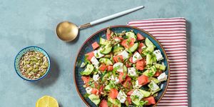 watermelon  goat cheese and cucumber salad