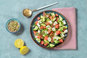 watermelon goat cheese and cucumber salad