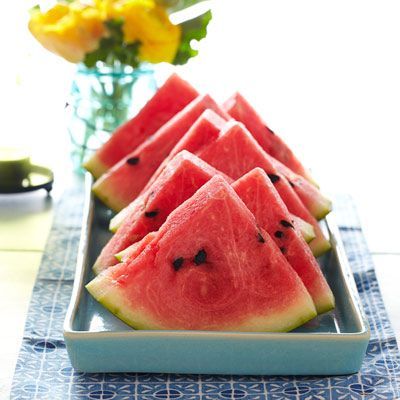 watermelon slices on tray