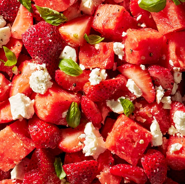 Watermelon Strawberry Caprese watermelon strawberry caprese with feta and mint