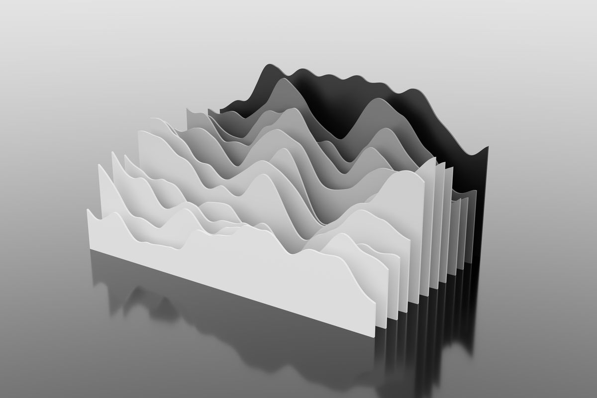 wave bar graph divided in twelve slices black and white version