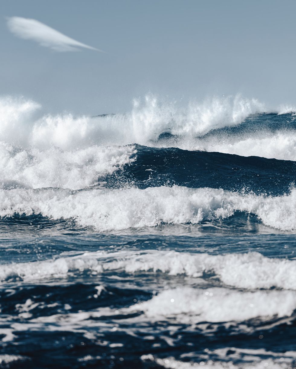 waves and rough blue ocean sea, fuerteventura