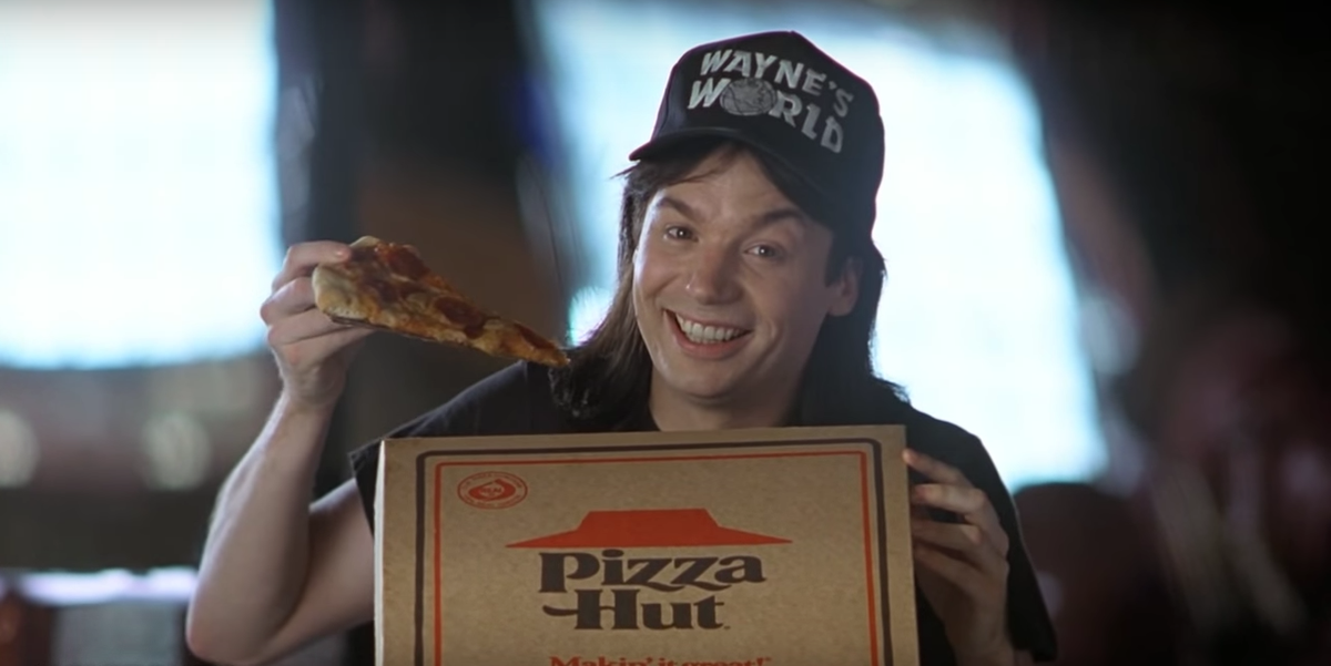 mike myers presumiendo de pizza hut en wayne's world