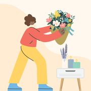 graphic of woman holding flowers