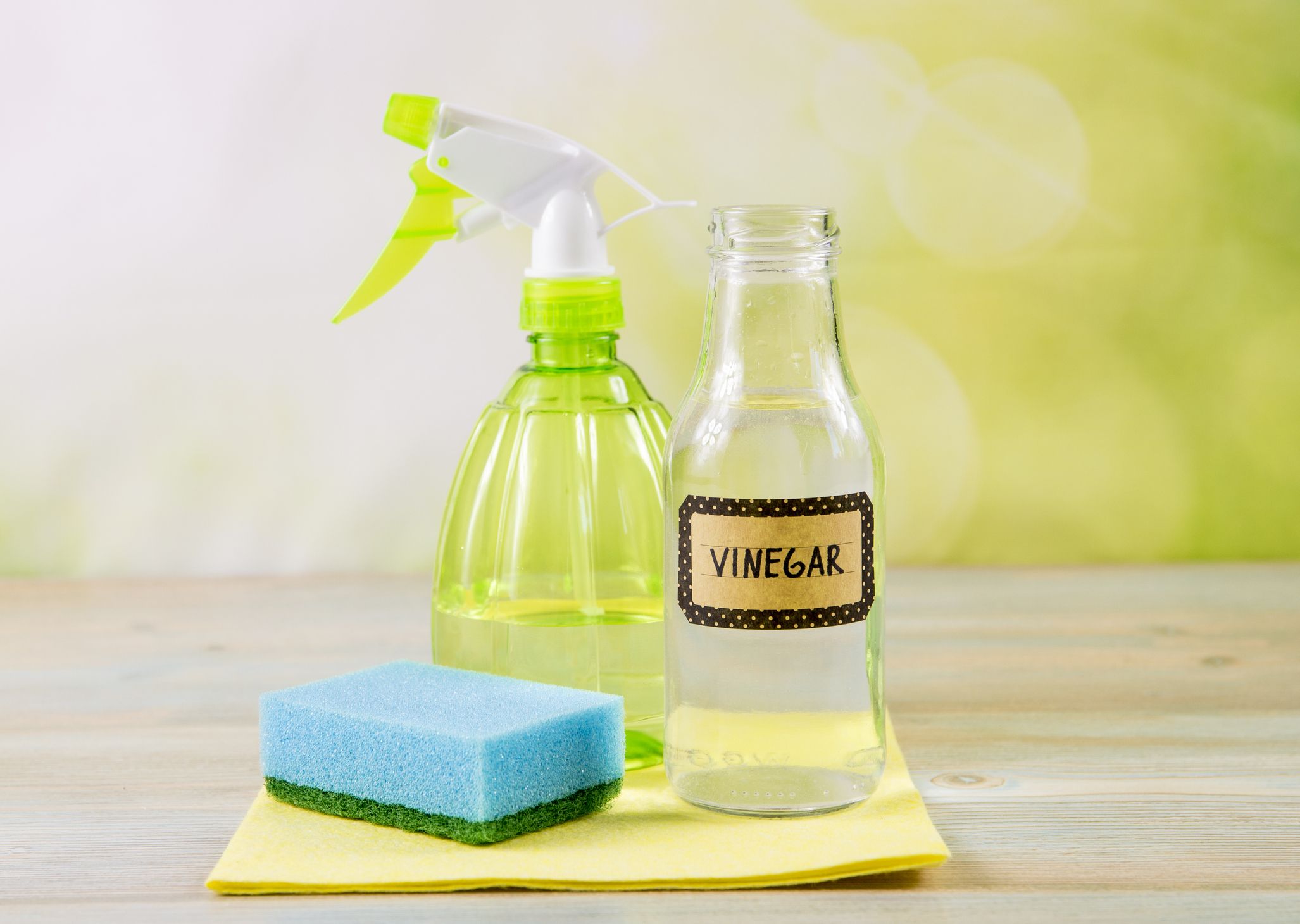 Image of Spray bottle filled with vinegar solution