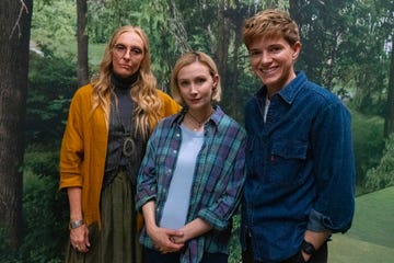 wayward. (l to r) toni collette, laura redman, and mae martin behind the scenes of episode 101 of wayward. cr. michael gibson/netflix © 2024.