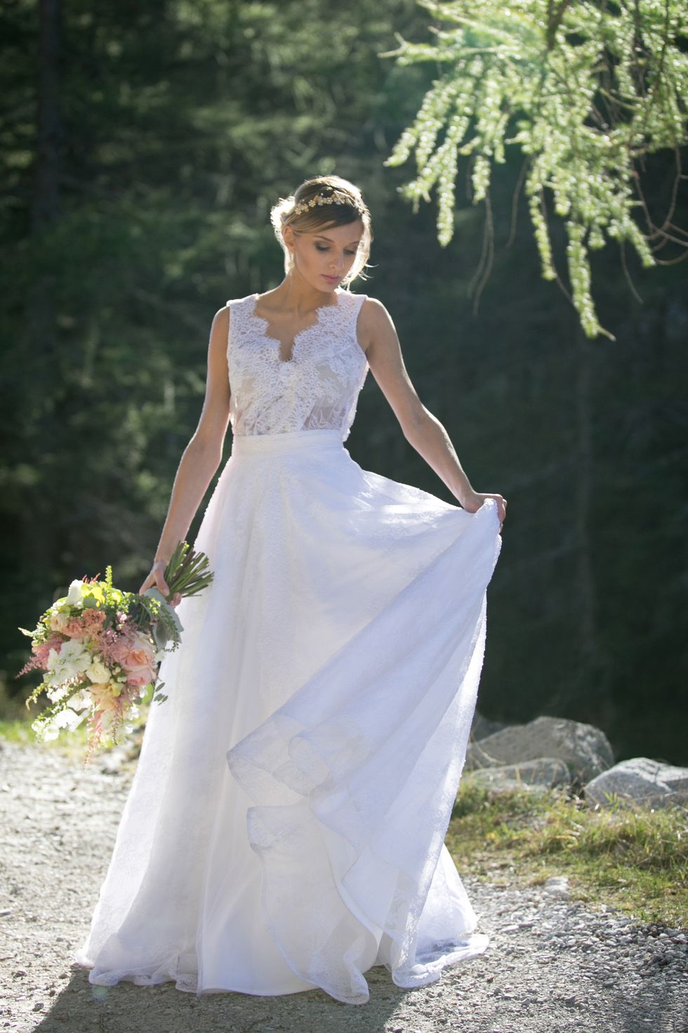Gown, Wedding dress, Clothing, Dress, Bride, Bridal clothing, Bridal party dress, Photograph, White, Shoulder, 
