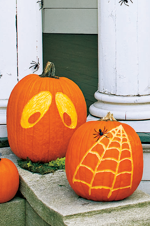 pumpkin carving ideas spiderweb pumpkin