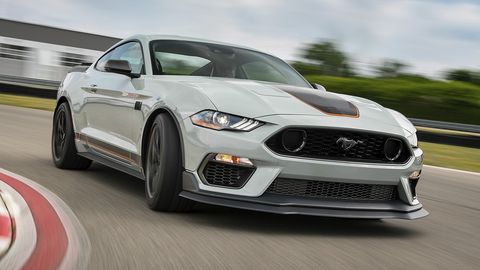 after a 17 year hiatus, the all new mustang mach 1 fastback coupe makes its world premiere   becoming the modern pinnacle of style, handling and 50 liter v 8 pony car performance