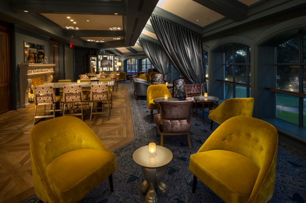 Yellow, Architecture, Interior design, Room, Building, Lobby, Furniture, City, 