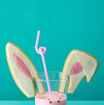 easter treats bunny ears cookies and strawberry milk
