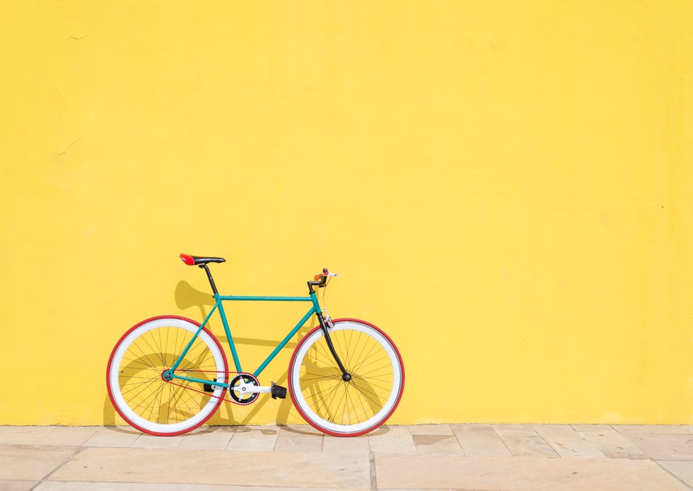 bike yellow wall