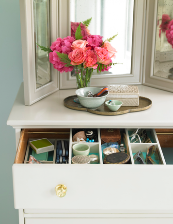 drawer with flowers on top