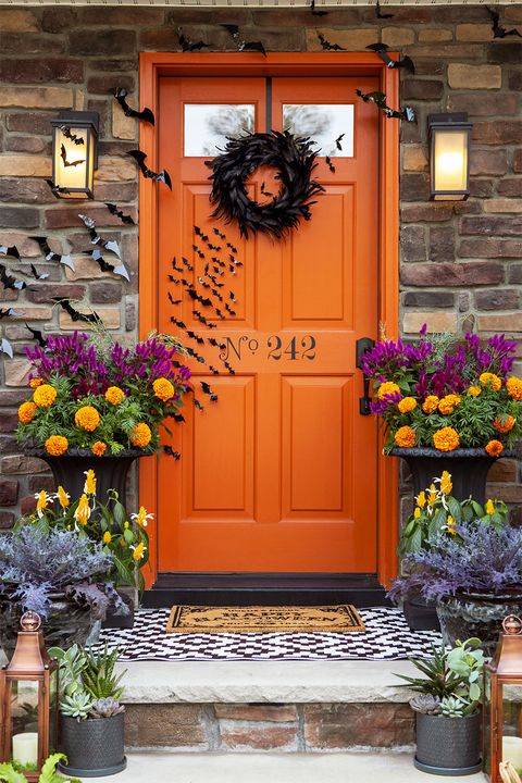 diy halloween decorations go batty front door with wreath