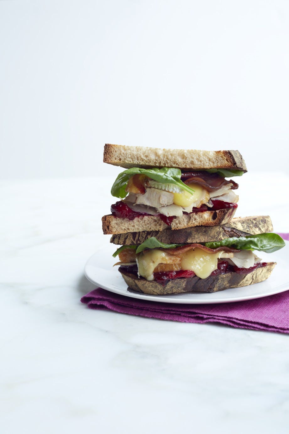 turkey sandwich ideas — turkey, brie, bacon, and cranberry sandwich recipe