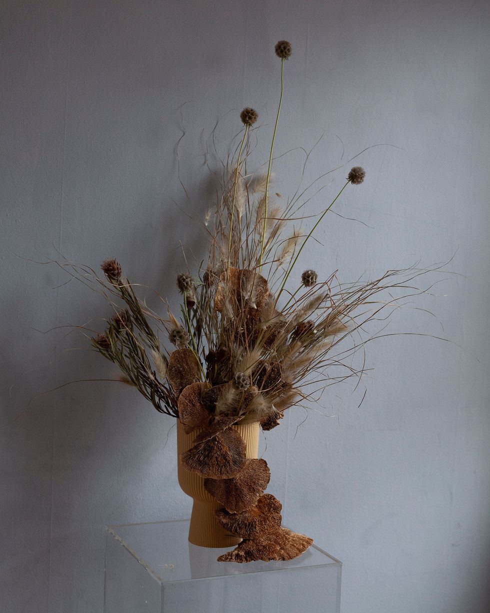 large dried flower arrangement