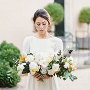 White, Photograph, Flower Arranging, Bouquet, Floristry, Bride, Floral design, Wedding dress, Dress, Clothing, 