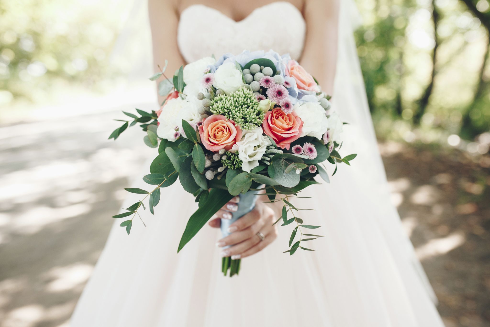 wedding flower bouquet in hand