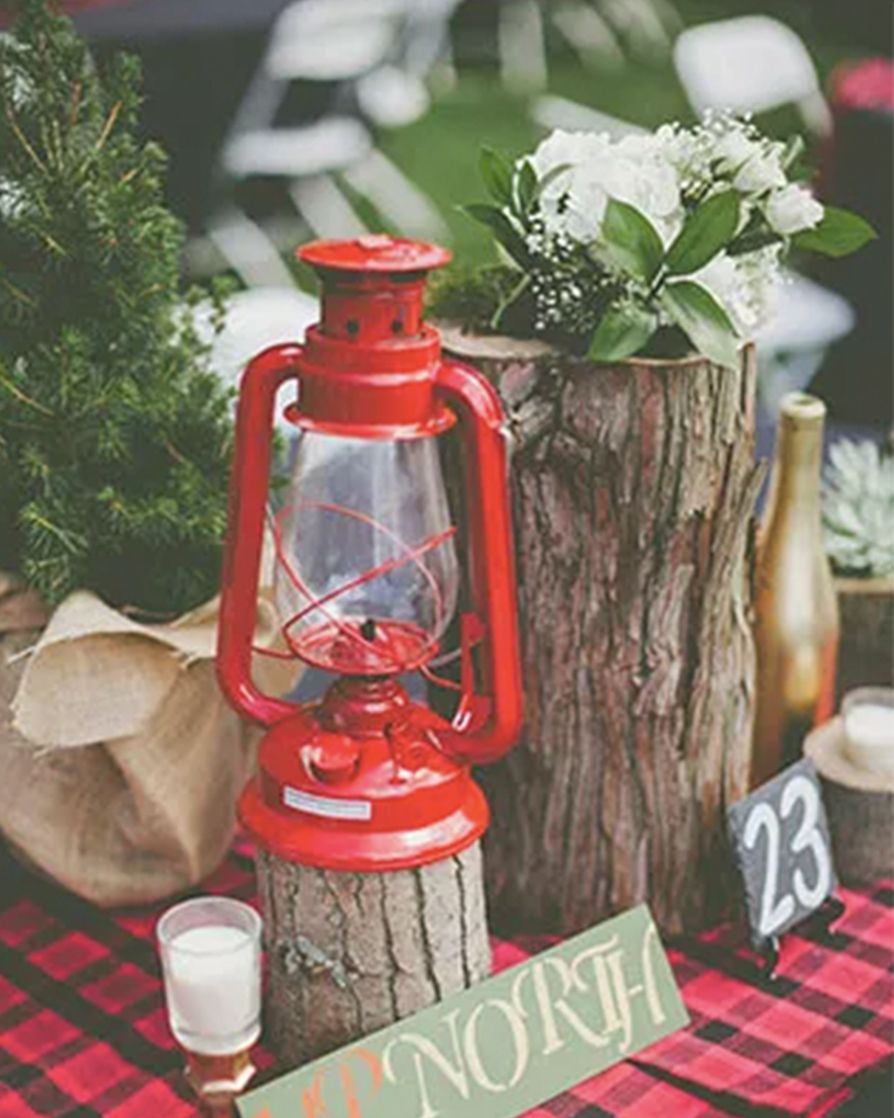 camping wedding table decorations