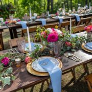 tables at an outdoor wedding reception