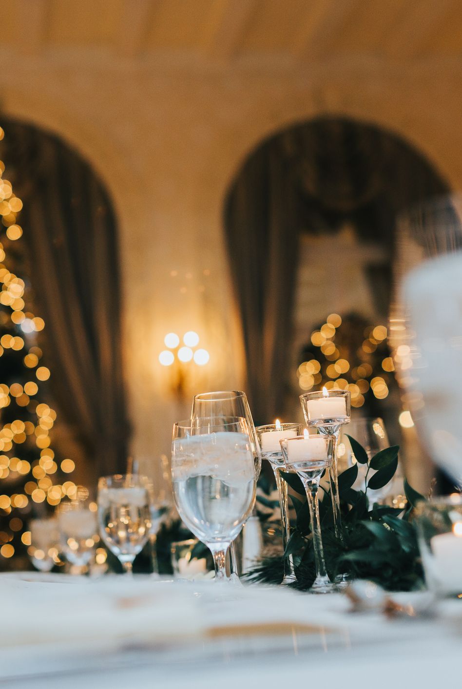 wedding table with christmas tree