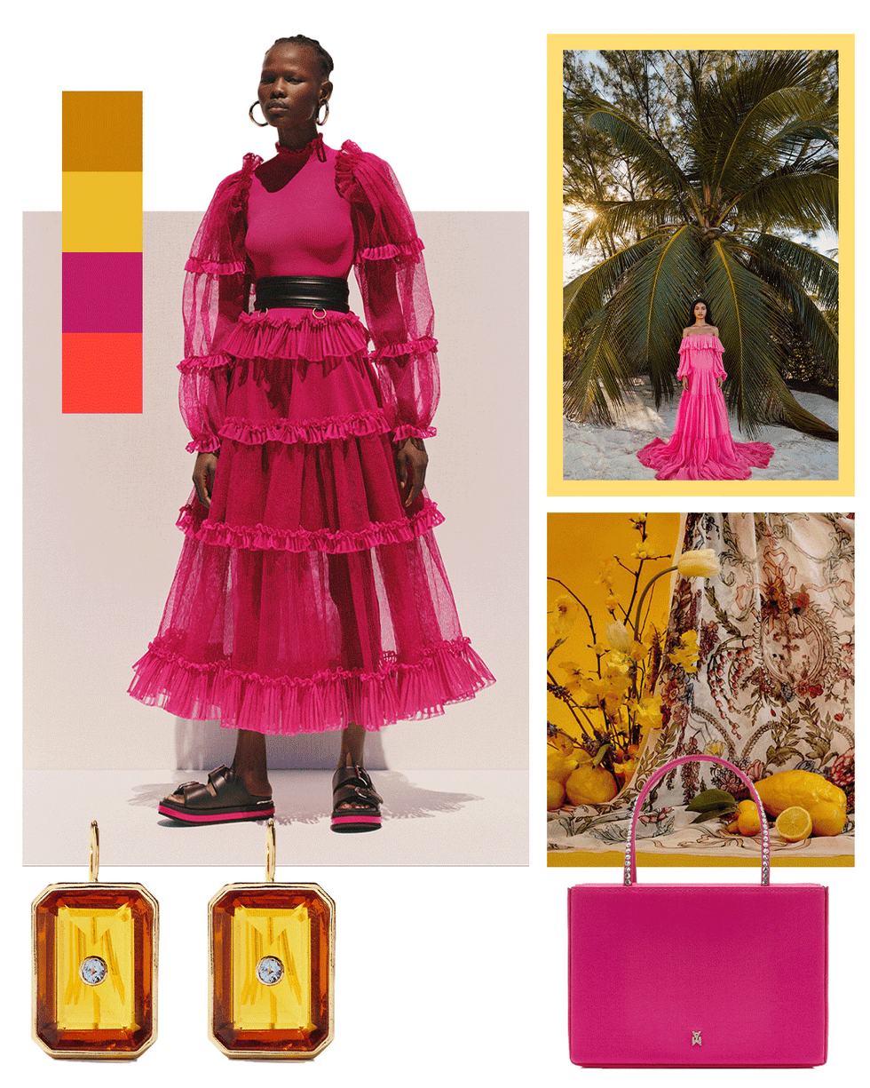 pink orange yellow wedding color palette