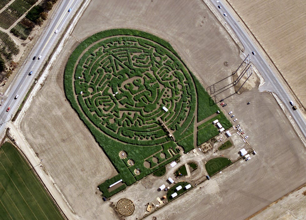 wednesday, 672000, camarillo, ca  aerial view of the amazing maize maze, featuring the aztec cal