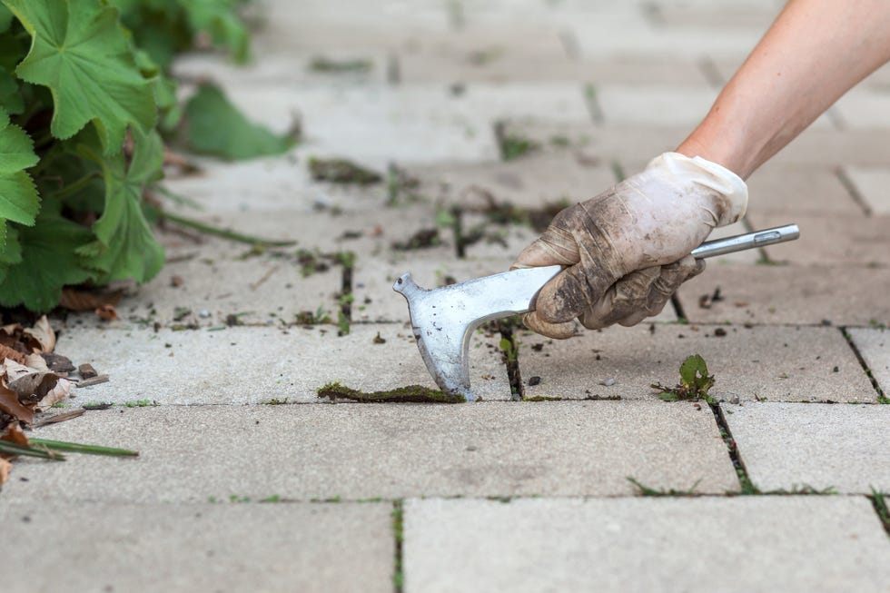 Remove DIY vinegar weed killer by hand