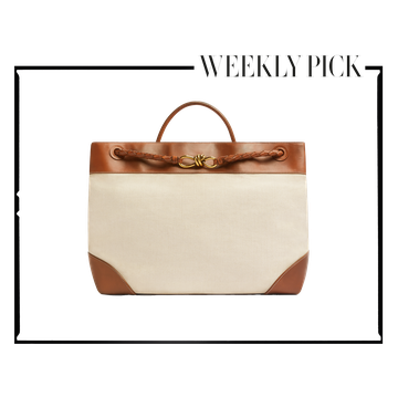 a white and brown purse