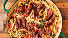 Best Creamy Steak Fettuccine Recipe - How to Make Creamy Steak Fettuccine