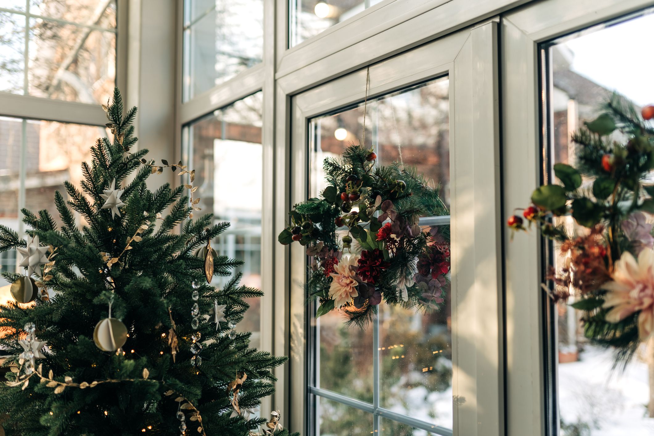 Outdoor window shop christmas decorations