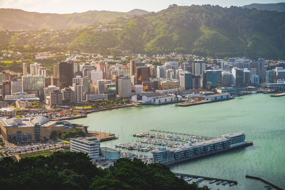 wellington from mount victoria at the sunset