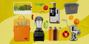 illustration of juicing products and fruit