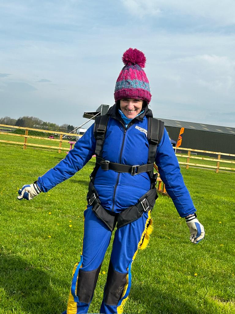 wendy wheat after doing a charity skydive