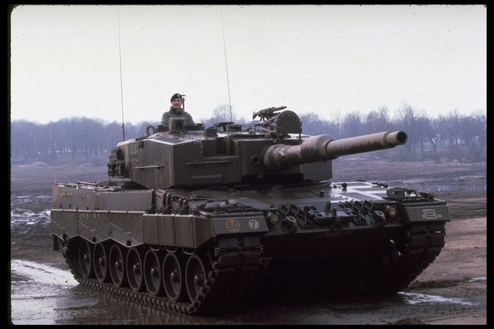 west german leopard ii tank during maneu